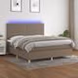 vidaXL Sommier à lattes de lit et matelas et LED Taupe 160x200cm Tissu - 160 x 200 cm