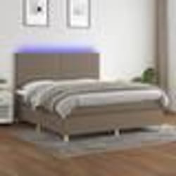 vidaXL Sommier à lattes de lit et matelas et LED Taupe 160x200cm Tissu - 160 x 200 cm