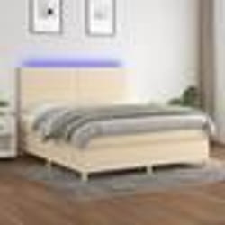 vidaXL Sommier à lattes de lit et matelas et LED Crème 160x200cm Tissu - 160 x 200 cm