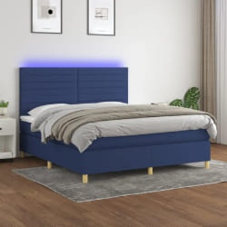 vidaXL Sommier à lattes et matelas avec LED - Bleu 160x200 cm