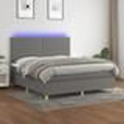 vidaXL Sommier à lattes de lit et matelas et LED Gris foncé 180x200 cm - 180 x 200 cm