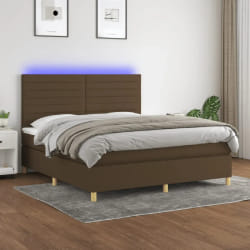 vidaXL Sommier à lattes de lit matelas et LED Marron foncé 180x200 cm - 180 x 200 cm