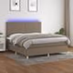 vidaXL Sommier à lattes de lit et matelas et LED Taupe 180x200cm Tissu - 180 x 200 cm