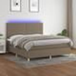vidaXL Sommier à lattes de lit et matelas et LED Taupe 180x200cm Tissu - 180 x 200 cm