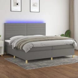vidaXL Sommier à lattes et matelas LED - Gris foncé 200x200 cm