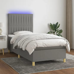 VidaXL Sommier à Lattes avec Matelas et LED - Gris foncé 90x190 cm