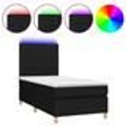 vidaXL Sommier à lattes de lit et matelas et LED Noir 90x190 cm Tissu - 90 x 190 cm