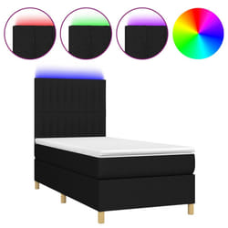 vidaXL Sommier à lattes de lit et matelas et LED Noir 90x200 cm Tissu - 90 x 200 cm