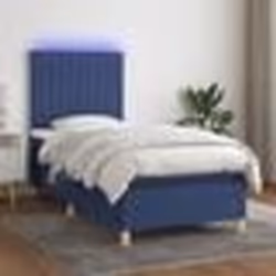 vidaXL Sommier à lattes de lit et matelas et LED Bleu 90x200 cm Tissu - 90 x 200 cm