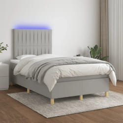 vidaXL Sommier tapissier avec matelas LED - Gris clair 120x200 cm