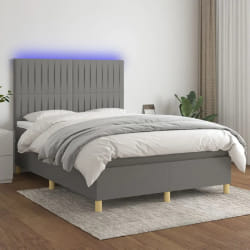 vidaXL Sommier à lattes avec LED - Gris Foncé 140x190 cm