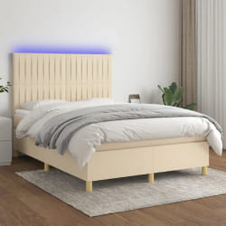 vidaXL Sommier à lattes et matelas 140x190 cm - Crème