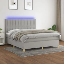 vidaXL Sommier à lattes Gris clair 160x200 cm avec LED
