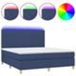 vidaXL Sommier à lattes de lit et matelas et LED Bleu 160x200 cm Tissu - 160 x 200 cm