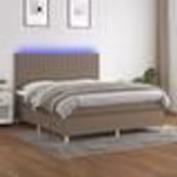 vidaXL Sommier à lattes de lit et matelas et LED Taupe 180x200cm Tissu - 180 x 200 cm