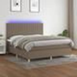 vidaXL Sommier à lattes de lit et matelas et LED Taupe 180x200cm Tissu - 180 x 200 cm