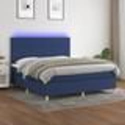 vidaXL Sommier à lattes de lit et matelas et LED Bleu 180x200 cm Tissu - 180 x 200 cm