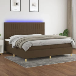 VIDAXL Sommier à lattes, matelas et LED 200x200 cm - Marron foncé
