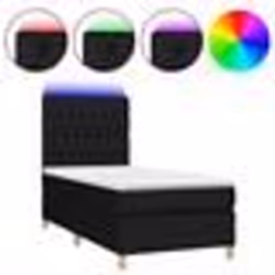vidaXL Sommier à lattes de lit et matelas et LED Noir 80x200cm Tissu - 80 x 200 cm