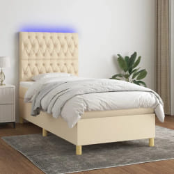 VIDAXL Sommier à Lattes avec Matelas LED 90x190 cm Crème