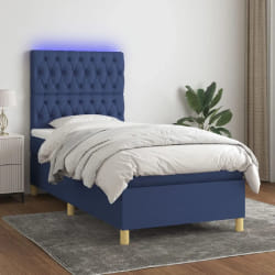vidaXL Sommier avec matelas et LED - Bleu 90x190 cm
