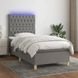 VIDAXL Sommier à lattes et matelas LED 90x200 cm - Gris foncé