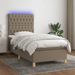 vidaXL Sommier à lattes Taupe 90x200 cm avec Matelas et LED