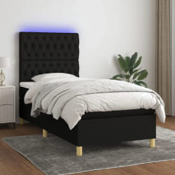 VIDAXL Sommier à lattes de lit avec matelas et LED - Noir