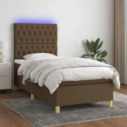 VIDAXL Sommier avec Matelas et LED - Marron foncé 100x200 cm