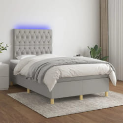 vidaXL Sommier tapissier avec LED - Gris clair