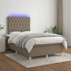 vidaXL Sommier à lattes avec matelas et LED 120x200 cm Taupe