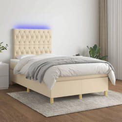 vidaXL Sommier avec matelas et LED - Crème 120x200 cm