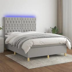 VIDAXL Sommier LED 140x190 cm - Gris clair