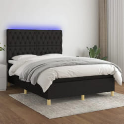 vidaXL Sommier Lit avec LED 140x190 Noir