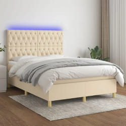 VidaXL Lit Sommier avec Matelas LED 140x190 cm - Crème