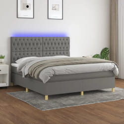 VIDAXL Sommier à lattes avec matelas et LED - Gris foncé 160x200 cm