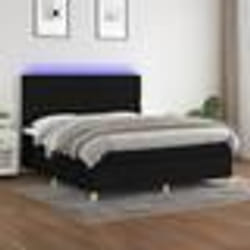 vidaXL Sommier à lattes de lit et matelas et LED Noir 180x200 cm Tissu - 180 x 200 cm
