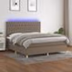 vidaXL Sommier à lattes de lit et matelas et LED Taupe 180x200cm Tissu - 180 x 200 cm