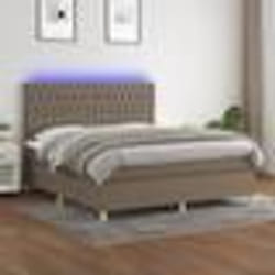 vidaXL Sommier à lattes de lit et matelas et LED Taupe 180x200cm Tissu - 180 x 200 cm