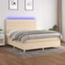 vidaXL Sommier à lattes de lit et matelas et LED Crème 180x200cm Tissu - 180 x 200 cm