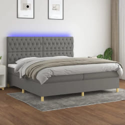 VIDAXL Sommier à lattes de lit et matelas LED Gris foncé 200x200 cm