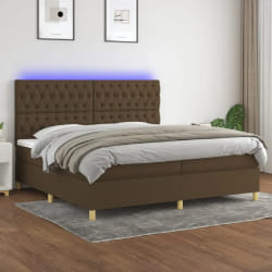 vidaXL Sommier à lattes avec matelas et LED - Marron foncé 200x200 cm