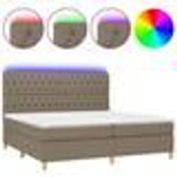 vidaXL Sommier à lattes de lit et matelas et LED Taupe 200x200cm Tissu - 200 x 200 cm