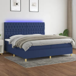 vidaXL Sommier à lattes avec matelas LED - Bleu 200x200