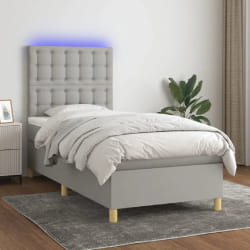 vidaXL Sommier à lattes de lit avec LED - Gris clair 80x200 cm
