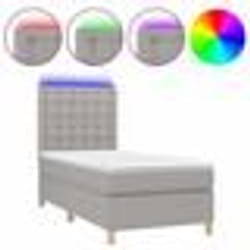 vidaXL Sommier à lattes de lit et matelas et LED Gris clair 90x190 cm - 90 x 190 cm