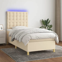 VIDAXL Lit Tapissier avec Matelas LED 90x190 cm - Crème