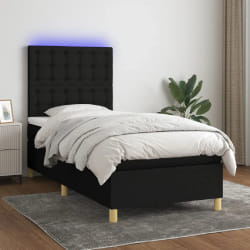 vidaXL Sommier à lattes avec matelas et LED - Noir 90x200 cm