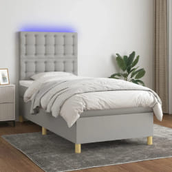vidaXL Sommier à lattes avec LED - Gris clair 100x200 cm
