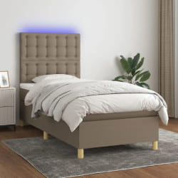 vidaXL Sommier à lattes avec matelas et LED - Taupe 100x200 cm